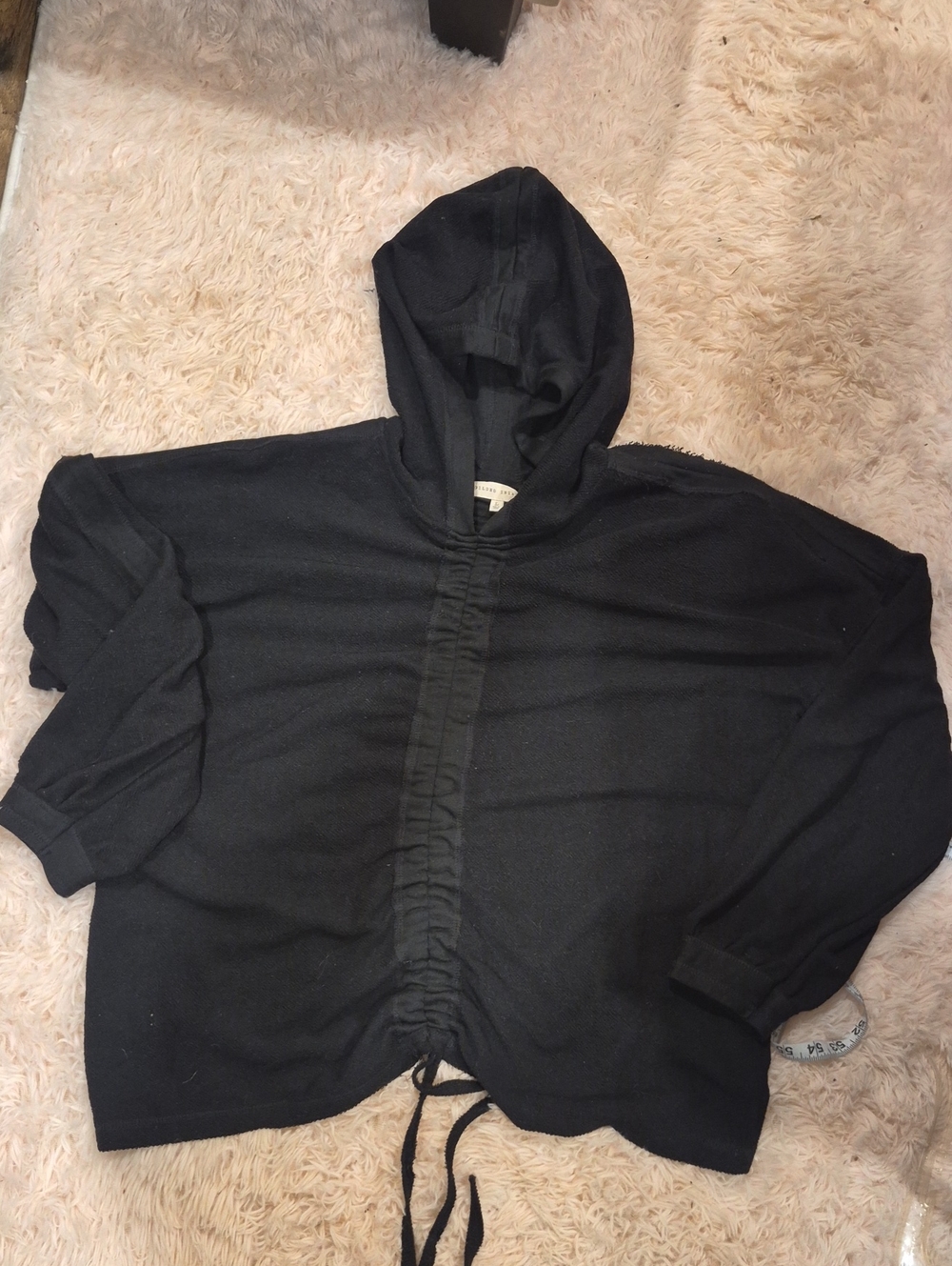 Gilded Intent Black Hooded Drawstring Bomber Jacket